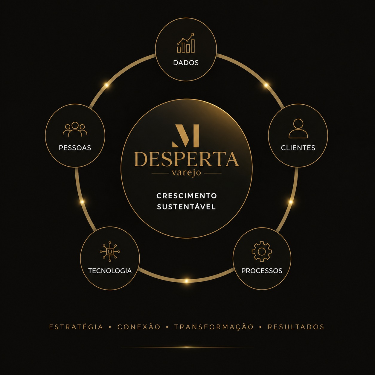 Diagrama do Método Desperta Varejo: Dados, Clientes, Processos, Tecnologia e Pessoas